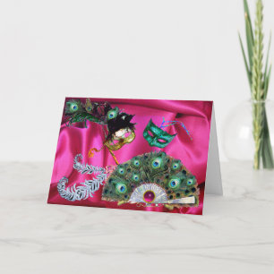 VALENTINE MASQUERADE PARTY MASKS, PEACOCK FAN FEIERTAGSKARTE