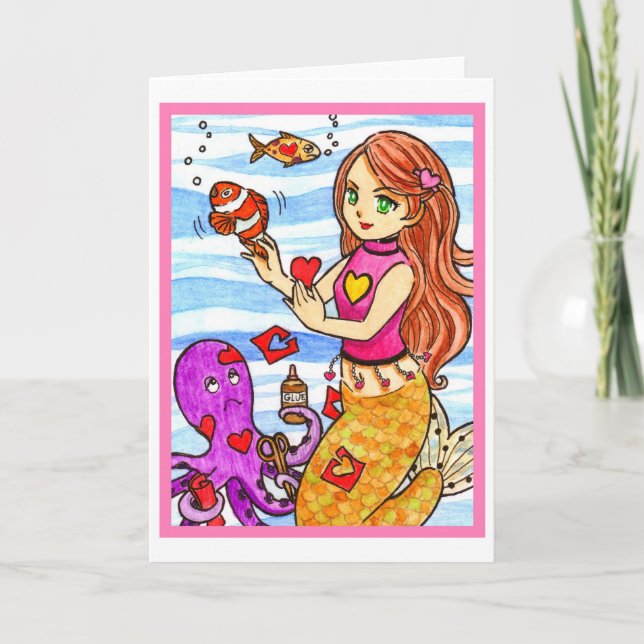 Valentine mermaid feiertagskarte (Vorderseite)