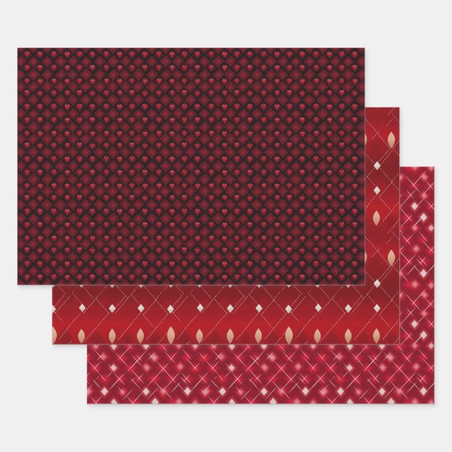 Valentine Modern Raute Muster Set Nr. 7 Geschenkpapier Set (Set)