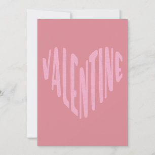 Valentine Modern Typografy Pink Heart Feiertagskarte