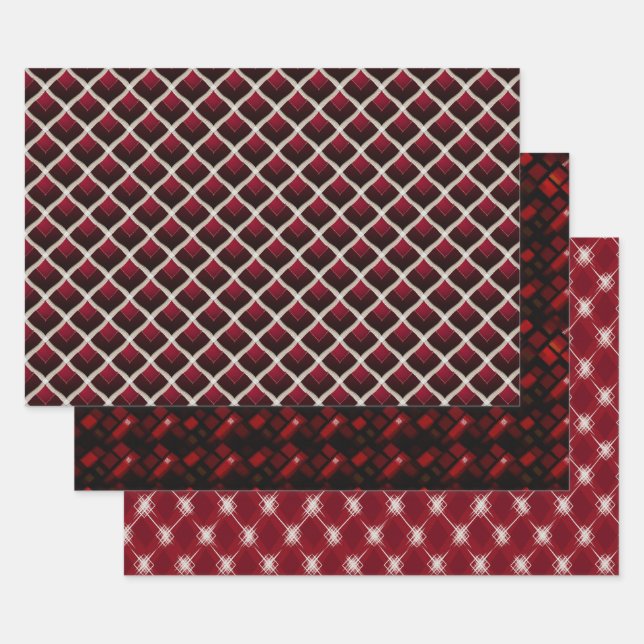Valentine Moderne Raute Muster Set Nr. 4 Geschenkpapier Set (Set)