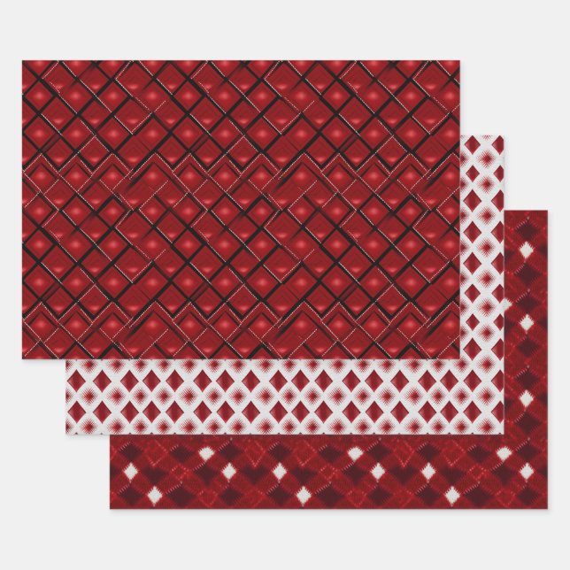 Valentine Moderne Raute Muster Set Nr. 5 Geschenkpapier Set (Set)