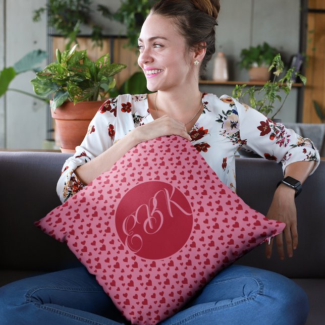 Valentine Monogram Kissen (Elegant Monogram Valentine Pillow)