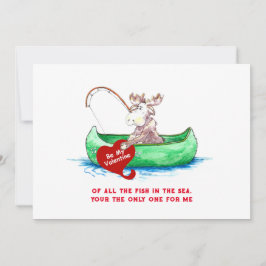 Valentine Moose Fishing 12x18 Feiertagskarte