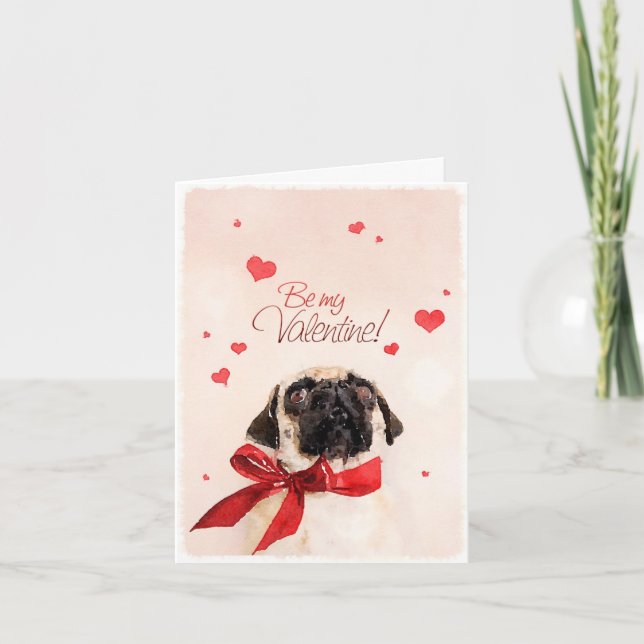 Valentine-Mops Feiertagskarte (Vorderseite)
