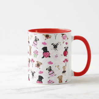 Valentine-Möpse auf weißem Hintergrund Tasse