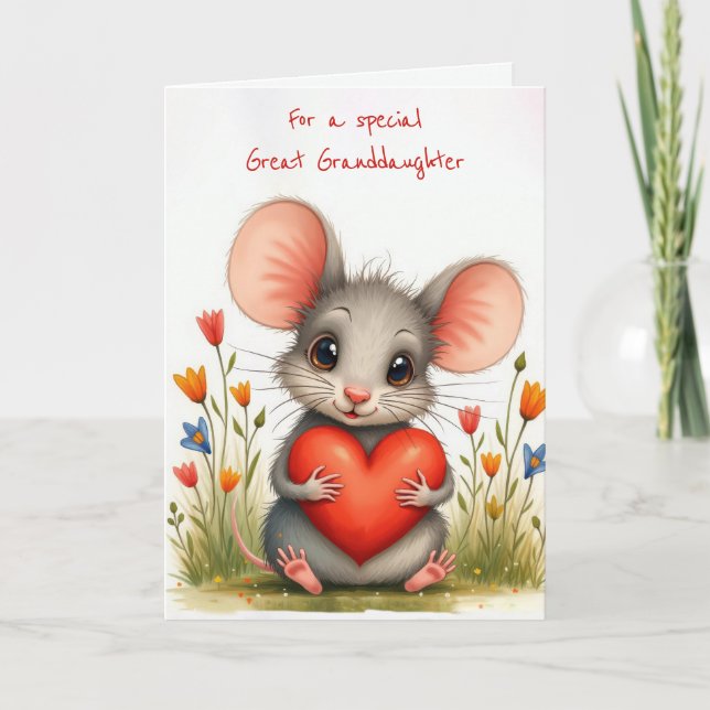 Valentine Mouse for Great Grandtochter Karte (Vorderseite)