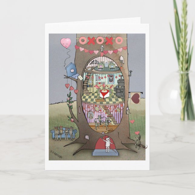 Valentine Mouse Tree Card Karte (Vorderseite)