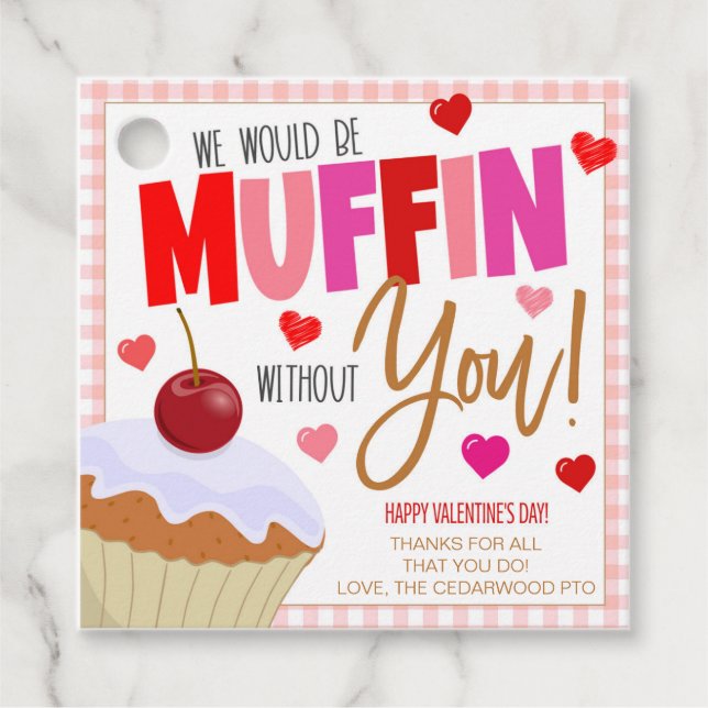Valentine Muffin Gift Tags Geschenkanhänger (Vorderseite)