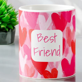 Valentine Multi Hearts Muster Pink Bester Freund Kaffeetasse