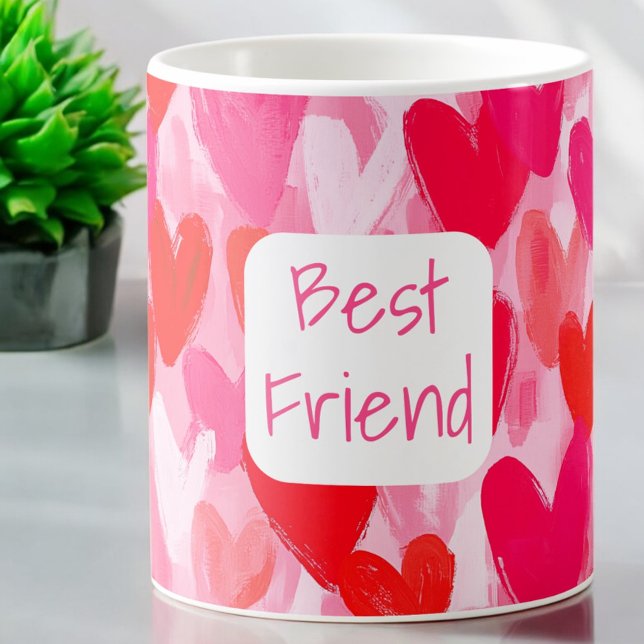 Valentine Multi Hearts Muster Pink Bester Freund Kaffeetasse (Von Creator hochgeladen)