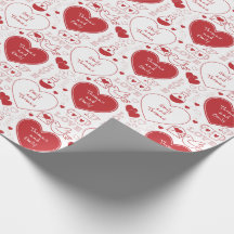 Valentine Muster Wrapping Paper - Red on White