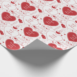 Valentine Muster Wrapping Paper - Red on White Geschenkpapier