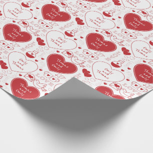 Valentine Muster Wrapping Paper - Red on White Geschenkpapier