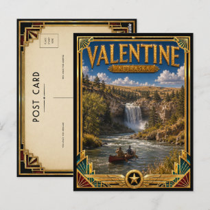 Valentine Nebraska Vintage Art Deco Goldenes Zeita Postkarte