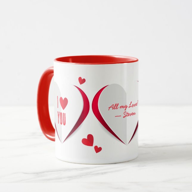 Valentine Niedlich Paper Hearised Mug Tasse (Vorderseite Links)
