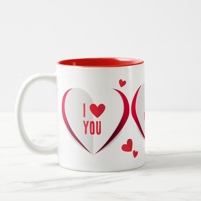 Valentine Niedlich Paper Hearts Liebe Zweifarbige Tasse (Links)