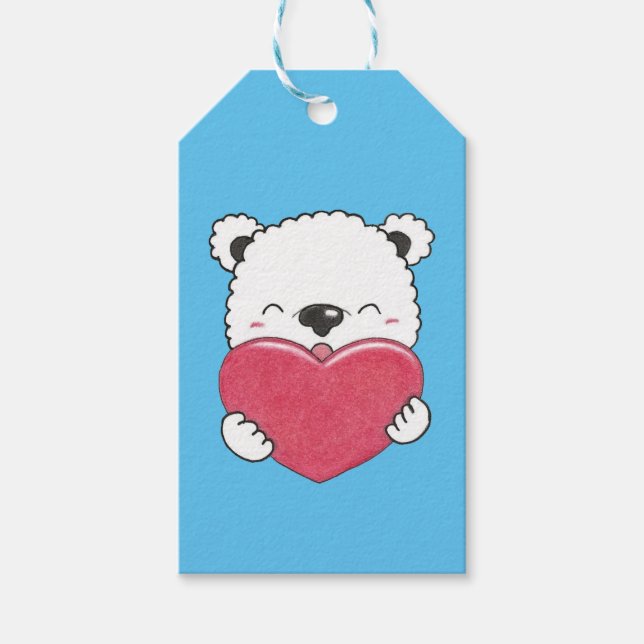 Valentine Niedlich Polar Bär Cartoon Herzgeschenk  Geschenkanhänger (Vorderseite)