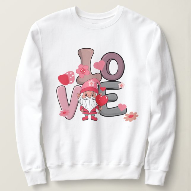 Valentine niedliche Liebe Gnome-Gabe Sweatshirt (Design vorne)