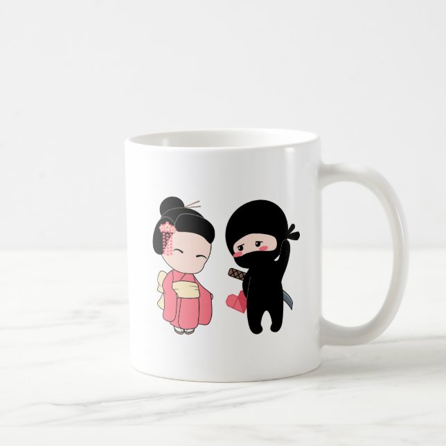 Valentine Ninja und Geisha Kaffeetasse (Rechts)