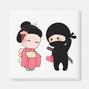 Valentine Ninja und Geisha Magnet