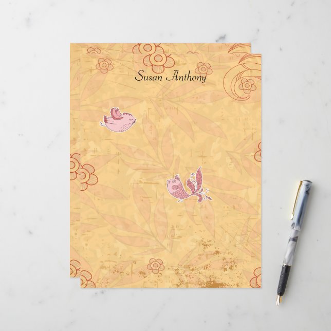 Valentine Not leidendes Niedliches Vogelpapier (Vorderseite/Rückseite Beispiel)