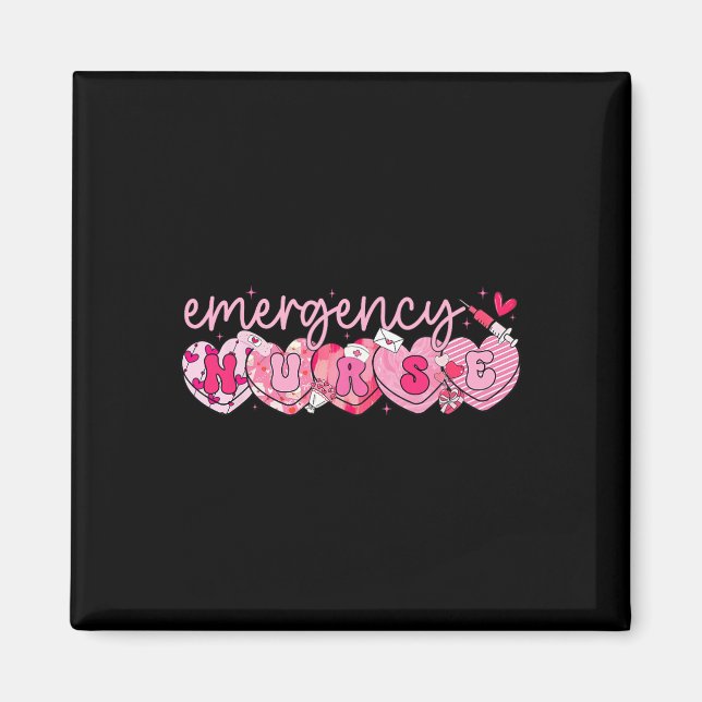 Valentine Notfallstation Krankenschwester Hearts E Magnet (Vorne)