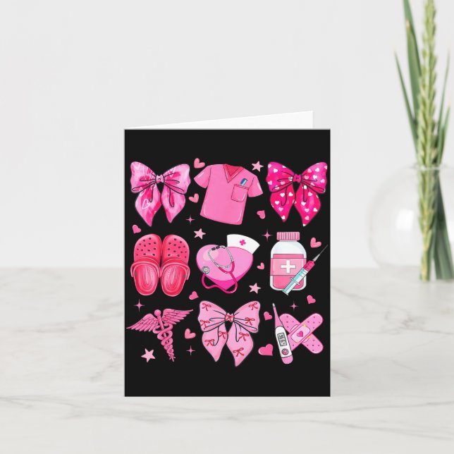 Valentine Nurse Nk Bow Rn Pct Cna Nurse Girl Women Karte (Vorderseite)