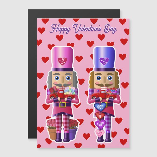 Valentine Nutcrackers mit Little Red Truck Magnet (Vorne/Hinten)