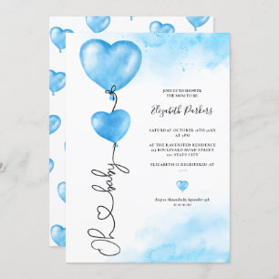 Valentine oh Baby Liebe Blue Herz Babydusche Einladung