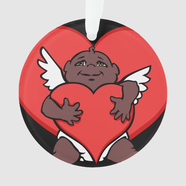 Valentine Ornament Custom African Cupid Ornament (Vorderseite)