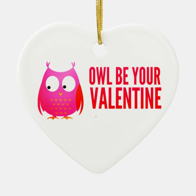 Valentine Owl Custom Keramik Ornament (Vorne)