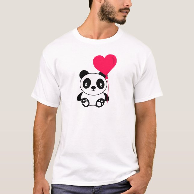 Valentine-Panda-Cartoon T-Shirt (Vorderseite)