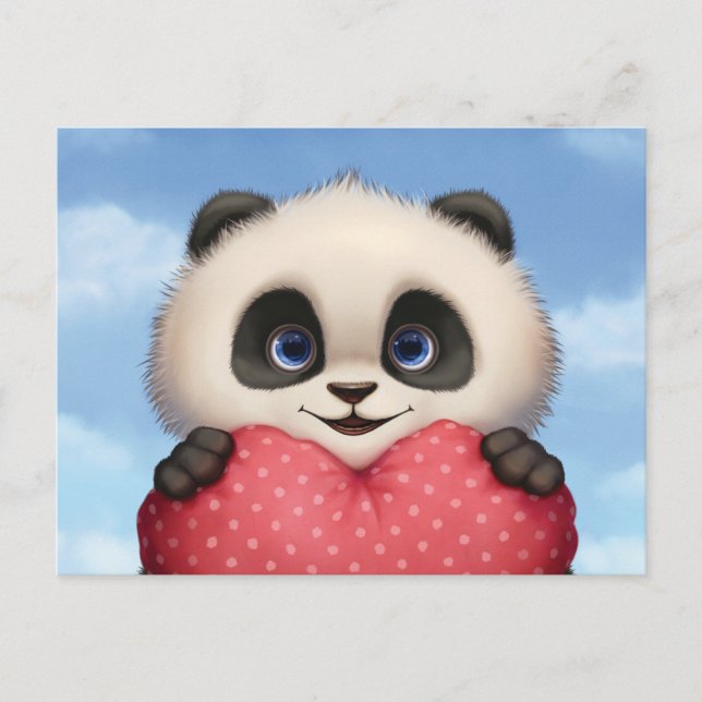 Valentine Panda Feiertagspostkarte (Vorderseite)