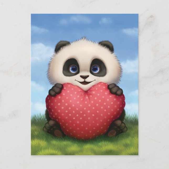 Valentine Panda Feiertagspostkarte (Vorderseite)