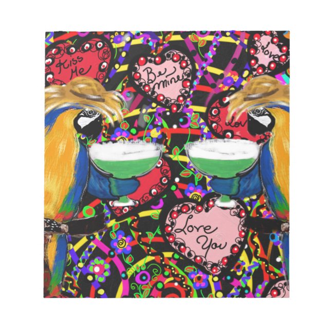 Valentine Parrots Notizblock (Vorderseite)