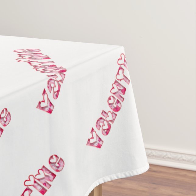 Valentine Party Niedlich Hearts Typografie Pink Tischdecke (Beispiel)