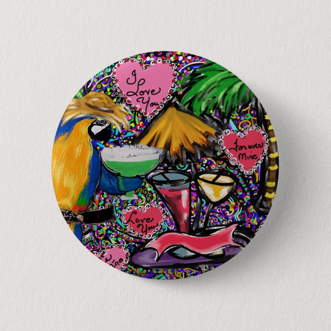 Valentine Party Parrot Button (Vorderseite)