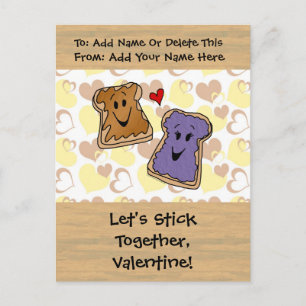 Valentine Peanut Butter und Jelly Feiertagspostkarte