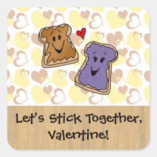 Valentine Peanut Butter und Jelly Quadratischer Aufkleber