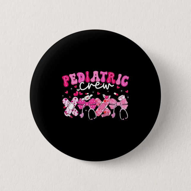 Valentine Pediatric Crew Xoxo Nurse Coquette Bow P Button (Vorderseite)