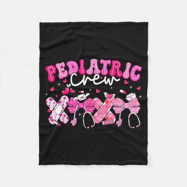 Valentine Pediatric Crew Xoxo Nurse Coquette Bow P Fleecedecke (Vorderseite)