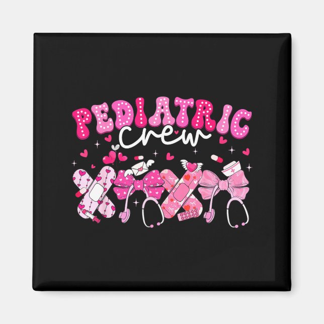 Valentine Pediatric Crew Xoxo Nurse Coquette Bow P Magnet (Vorne)