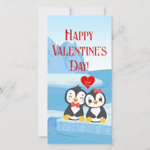 Valentine Penguin Pair Long Grußkarte