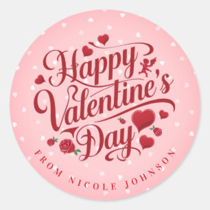 Valentine Personalisiert Name Round Stickers