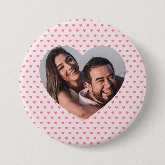 Valentine Personalisiert rosa Herzform Button (Vorderseite)