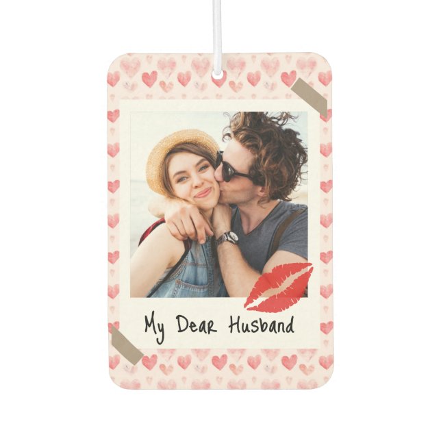 Valentine Photo Red Heart Dear Husband Custom Autolufterfrischer (Vorderseite)