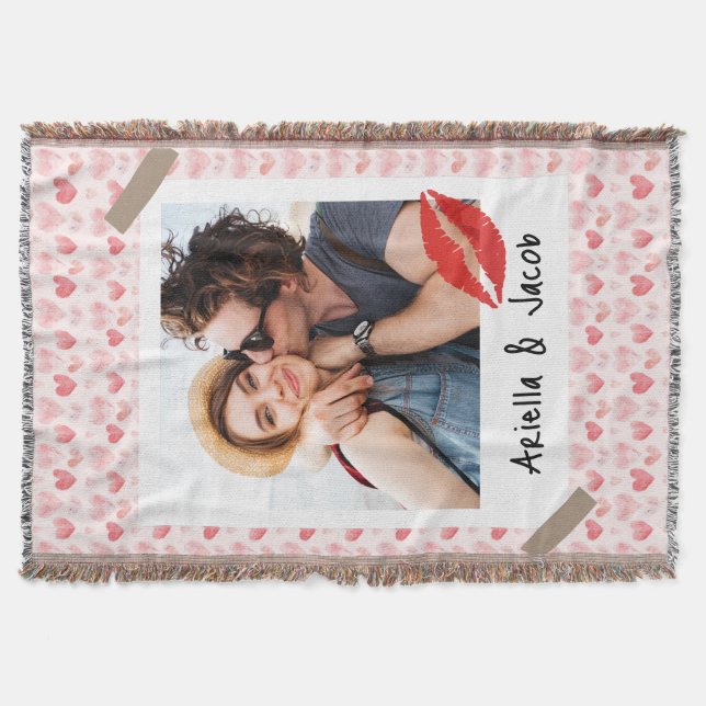 Valentine Photo Red Heart Dear Husband Custom Decke (Vorderseite)