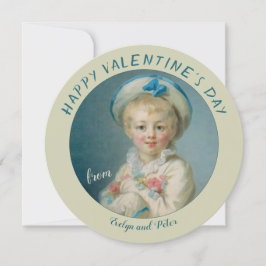 Valentine Pierrot Boy mit Blume Fragonard Feiertagskarte