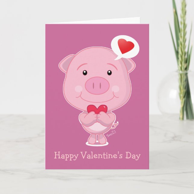 Valentine Pig Card Feiertagskarte (Vorderseite)